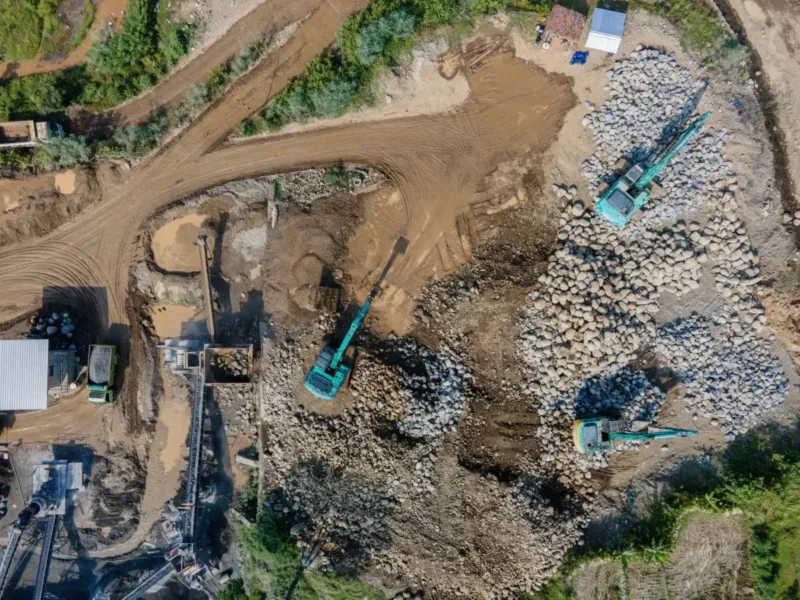 Construction and mining site view from above