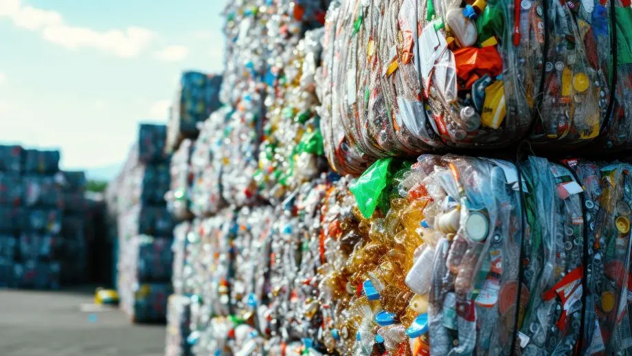 Bales of plastic waste