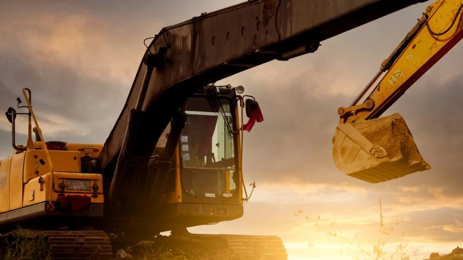 Digger on construction site