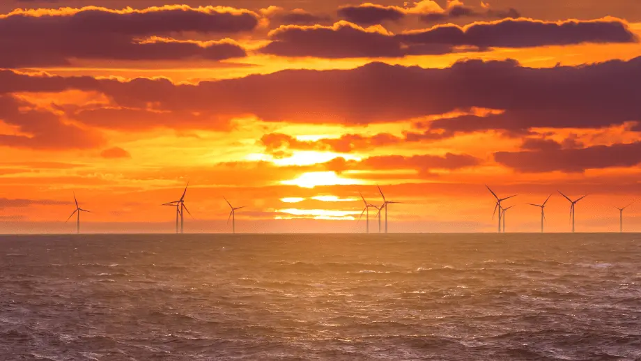 Off shore wind turbines in sea
