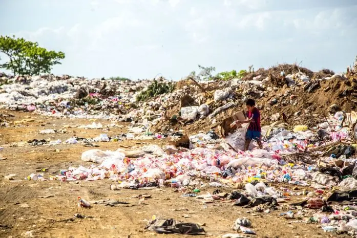 Plastic waste on beach