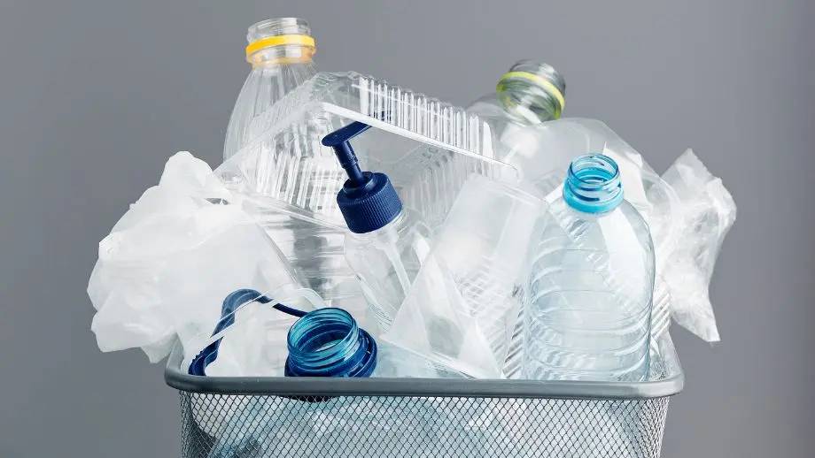 Plastic waste in bin