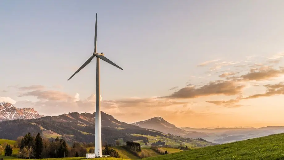 Wind turbine in mountains