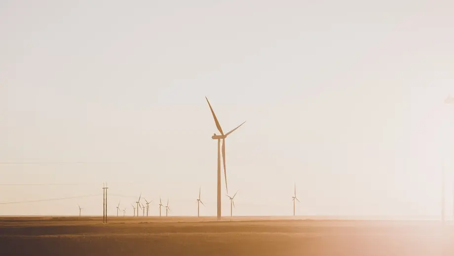 Wind turbines in distance